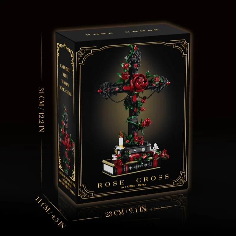 Vintage Gothic Rose Cross MOC Building Blocks Set Dark Romantic Flower Book Desktop Ornament DIY Model Halloween Art Gifts
Vintage Gothic Rose Cross MOC Building Blocks Set Dark Romantic Flower Book Desktop Ornament DIY Model Halloween Art Gifts