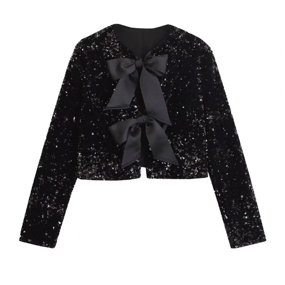 Bow Tie Jacket Sequins Bowknot Lace Up Cropped Coat for Women Elegant Glitter Cardigan Outerwear for Party Club Sexy Long Sleeve
Bow Tie Jacket Sequins Bowknot Lace Up Cropped Coat for Women Elegant Glitter Cardigan Outerwear for Party Club Sexy Long Sleeve
