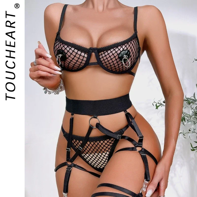 Toucheart Sexy Underwear Set Women Lace See-Through Hollow Sexy Hook Nipple Bra Set Fishing Net Splicing Garters Lingerie Set
Toucheart Sexy Underwear Set Women Lace See-Through Hollow Sexy Hook Nipple Bra Set Fishing Net Splicing Garters Lingerie Set