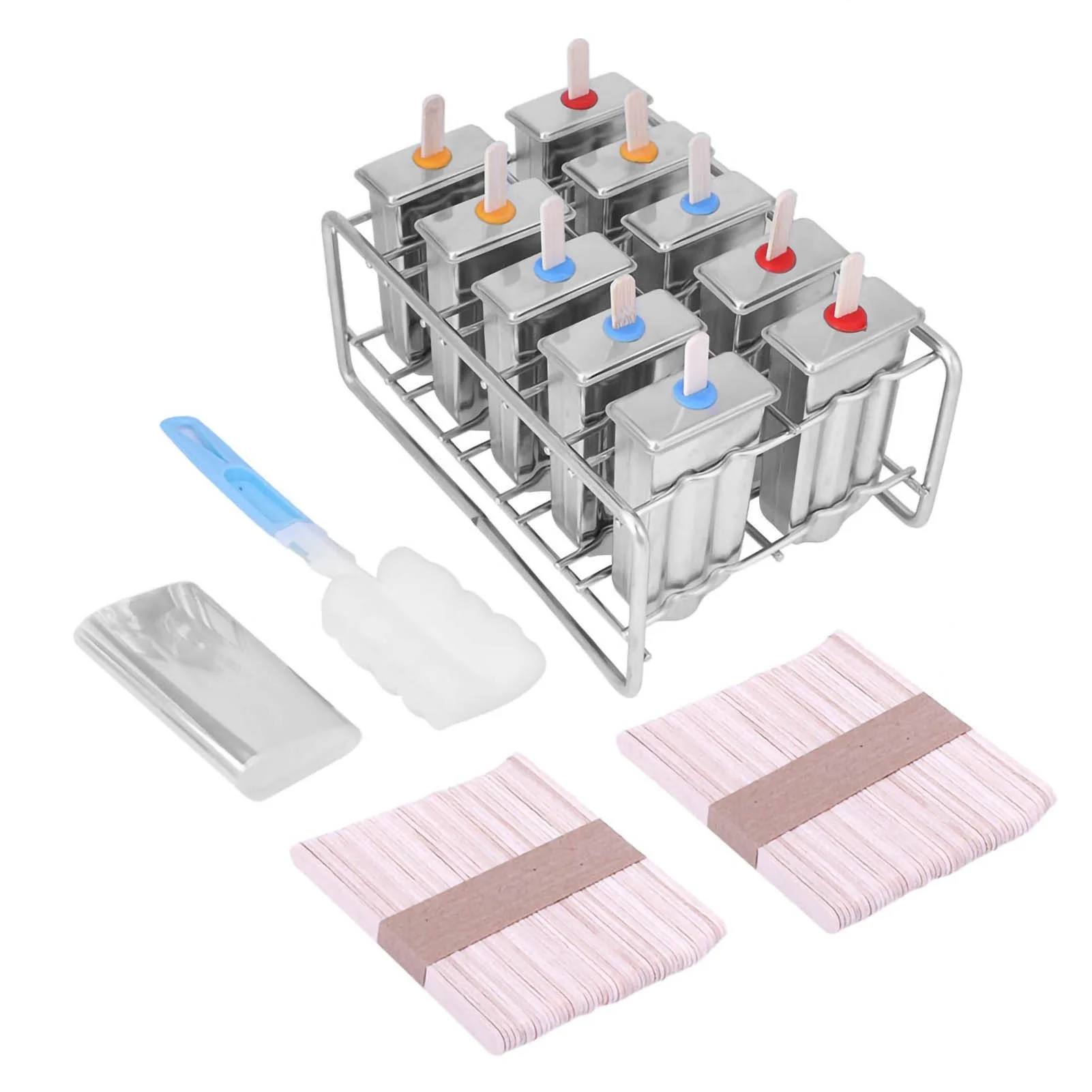 10 Molds Stainless Steel Ice Cream Pop Mould Lolly Popsicle 100Pcs Stick Holder Round head
10 Molds Stainless Steel Ice Cream Pop Mould Lolly Popsicle 100Pcs Stick Holder Round head