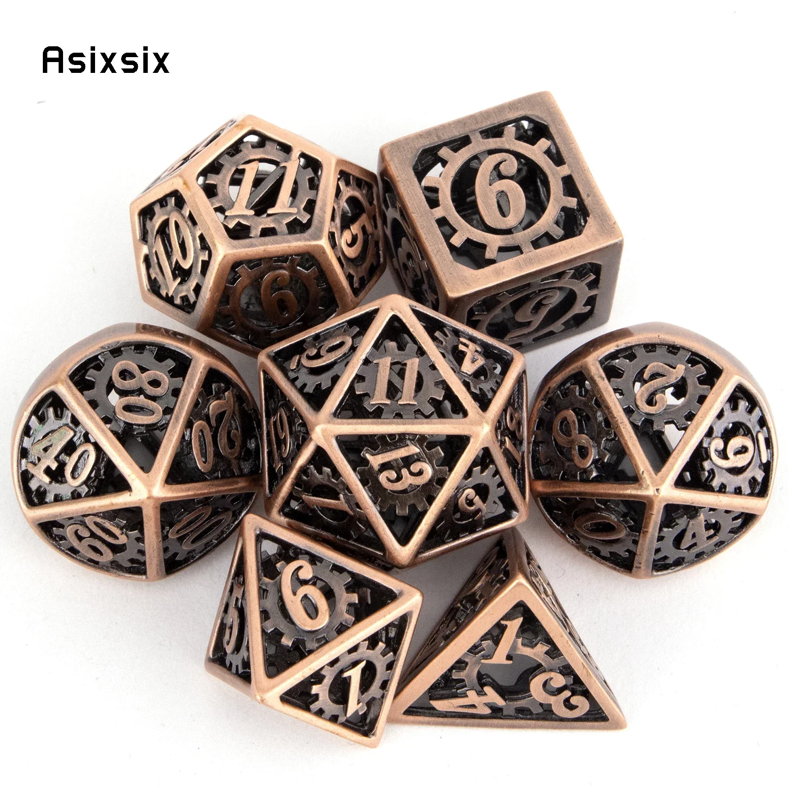 7 Pcs Copper Wheel Gear Metal Dice Hollow Metal Polyhedral Dice Set Suitable for Role-Playing RPG Board Game Gift
7 Pcs Copper Wheel Gear Metal Dice Hollow Metal Polyhedral Dice Set Suitable for Role-Playing RPG Board Game Gift