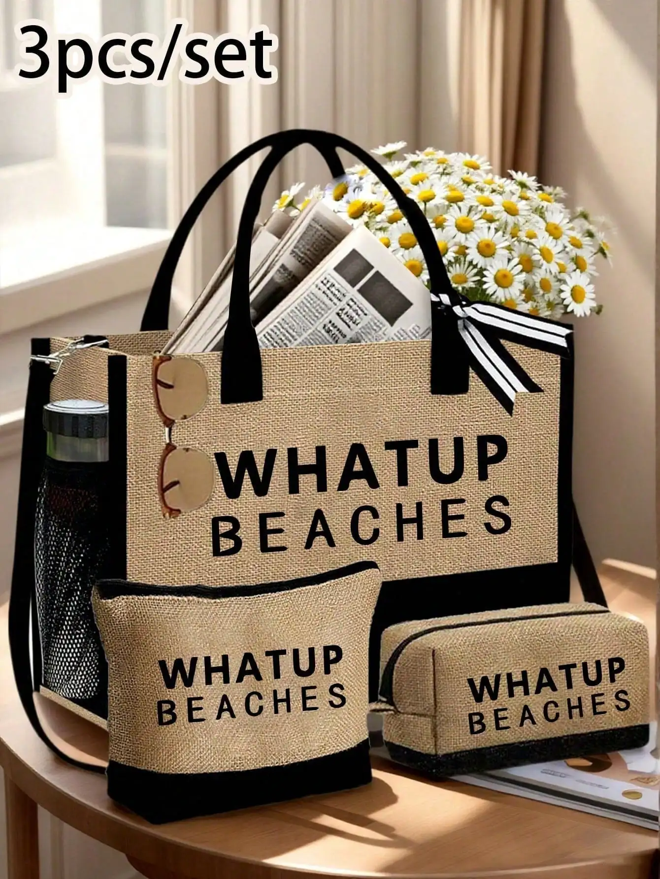 1 Set Beach Tote Bag For Women, Canvas Bag For Beach Accessories, Suitable For Wedding, Birthday, Holiday, Is A Great Gift For Women, Mom, Teachers, Friends, Bridesmaids,Student,Back To School,Large Bag, Travel Handbag For Holiday Vacation Weekend Getaway
1 Set Beach Tote Bag For Women, Canvas Bag For Beach Accessories, Suitable For Wedding, Birthday, Holiday, Is A Great Gift For Women, Mom, Teachers, Friends, Bridesmaids,Student,Back To School,Large Bag, Travel Handbag For Holiday Vacation Weekend Getaway