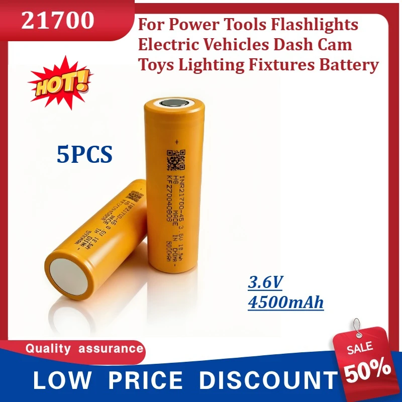21700 Lithium Battery Cell 3.6V Rechargeable for Power Tools Flashlights Electric Vehicles Dash Cam Toys Lighting Fixtures
21700 Lithium Battery Cell 3.6V Rechargeable for Power Tools Flashlights Electric Vehicles Dash Cam Toys Lighting Fixtures