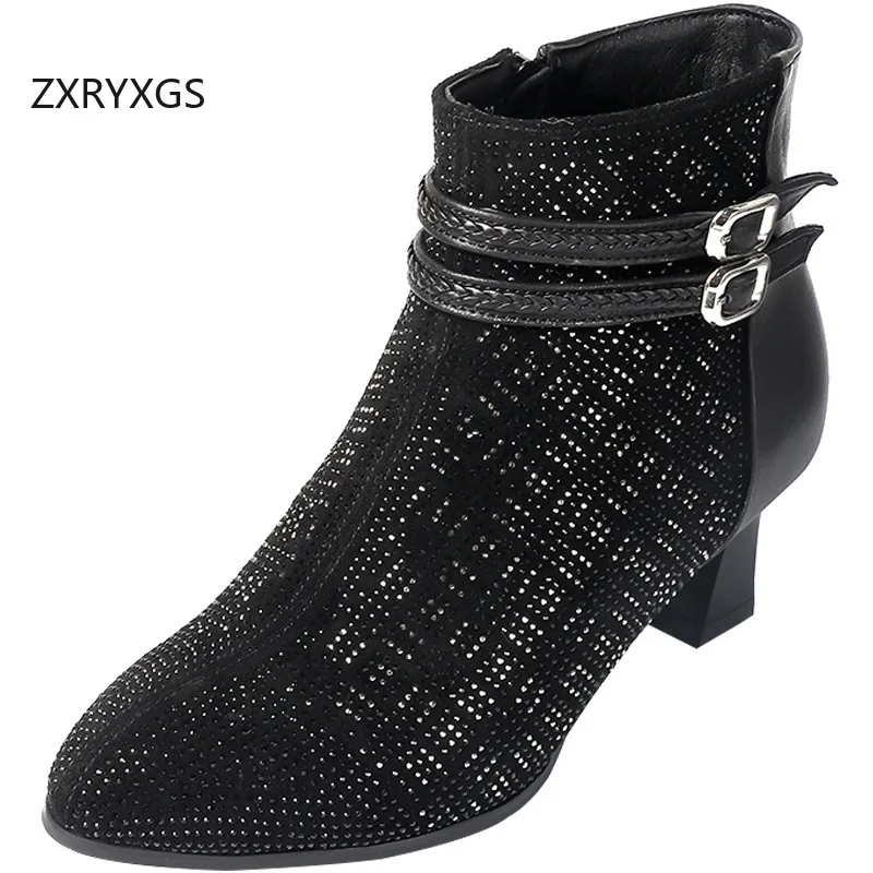 ZXRYXGS/2026, осенне-зимние ботинки из воловьей кожи со стразами, черные туфли на высоком каблуке, женские модные ботинки, банкетная обувь, 32-43
ZXRYXGS/2026, осенне-зимние ботинки из воловьей кожи со стразами, черные туфли на высоком каблуке, женские модные ботинки, банкетная обувь, 32-43