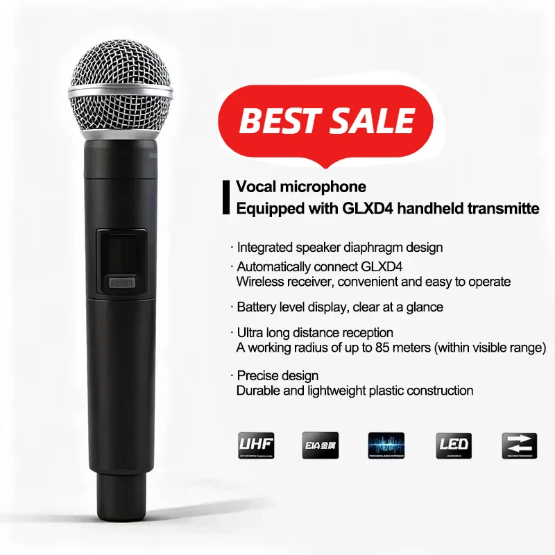 Горячая распродажа! Беспроводная микрофонная система GLXD4 Professional UHF, ручной микрофон для сцены, выступлений, свадеб, выступлений в группе, домашних вечеринок, церкви.
Горячая распродажа! Беспроводная микрофонная система GLXD4 Professional UHF, ручной микрофон для сцены, выступлений, свадеб, выступлений в группе, домашних вечеринок, церкви.