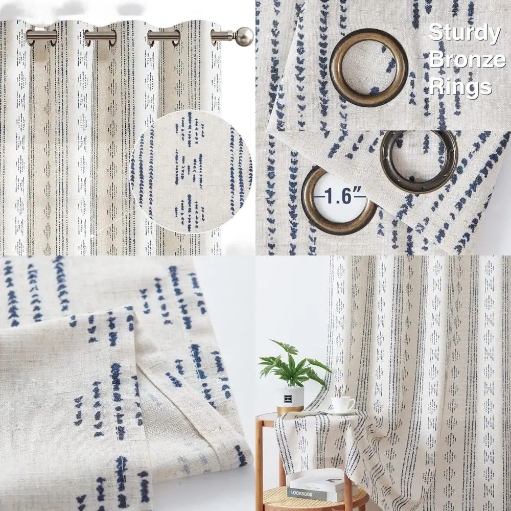 108 льняных штор в стиле бохо в сине-бежевую полоску с геометрическим рисунком для гостиной, высота 9 футов, набор из 2 панелей
108 льняных штор в стиле бохо в сине-бежевую полоску с геометрическим рисунком для гостиной, высота 9 футов, набор из 2 панелей