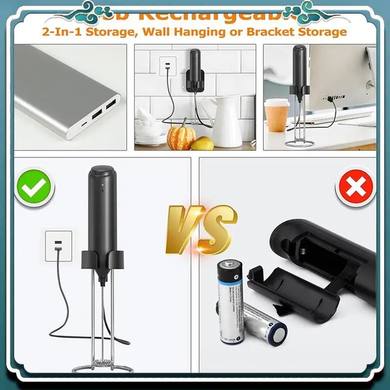 Milk Frother Handheld Electric Whisk Drink Mixer Foam Maker USB Rechargeable Wall-Mounted Stand
Milk Frother Handheld Electric Whisk Drink Mixer Foam Maker USB Rechargeable Wall-Mounted Stand