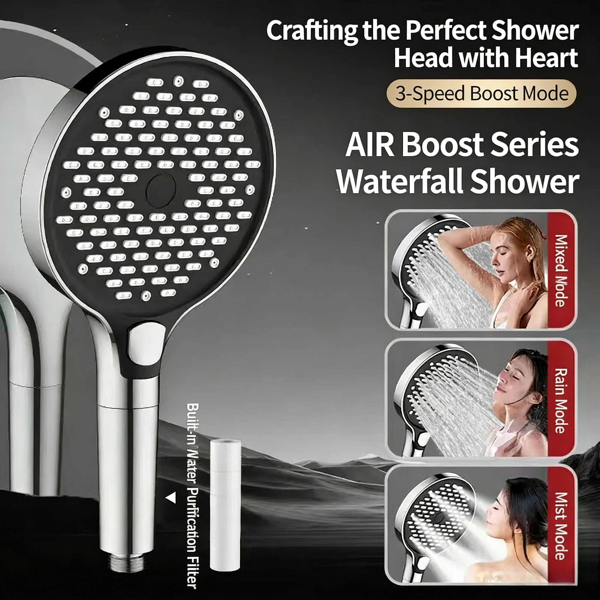 Portable Shower Head 3-Mode Shower Nozzle Bathroom Accessories Large Panel Sprayer High Pressure Handheld Showerhead
Portable Shower Head 3-Mode Shower Nozzle Bathroom Accessories Large Panel Sprayer High Pressure Handheld Showerhead