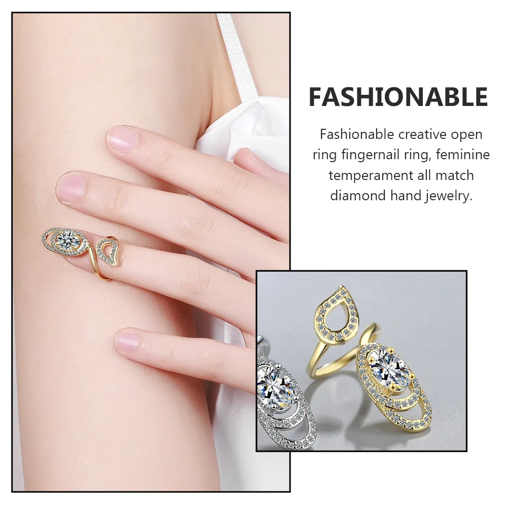 Nail Rings Open Rhinestones Fingernail Yellow Silver Women Adjustable Size Durable Comfortable Party Dance Decor Finger Jewelry
Nail Rings Open Rhinestones Fingernail Yellow Silver Women Adjustable Size Durable Comfortable Party Dance Decor Finger Jewelry