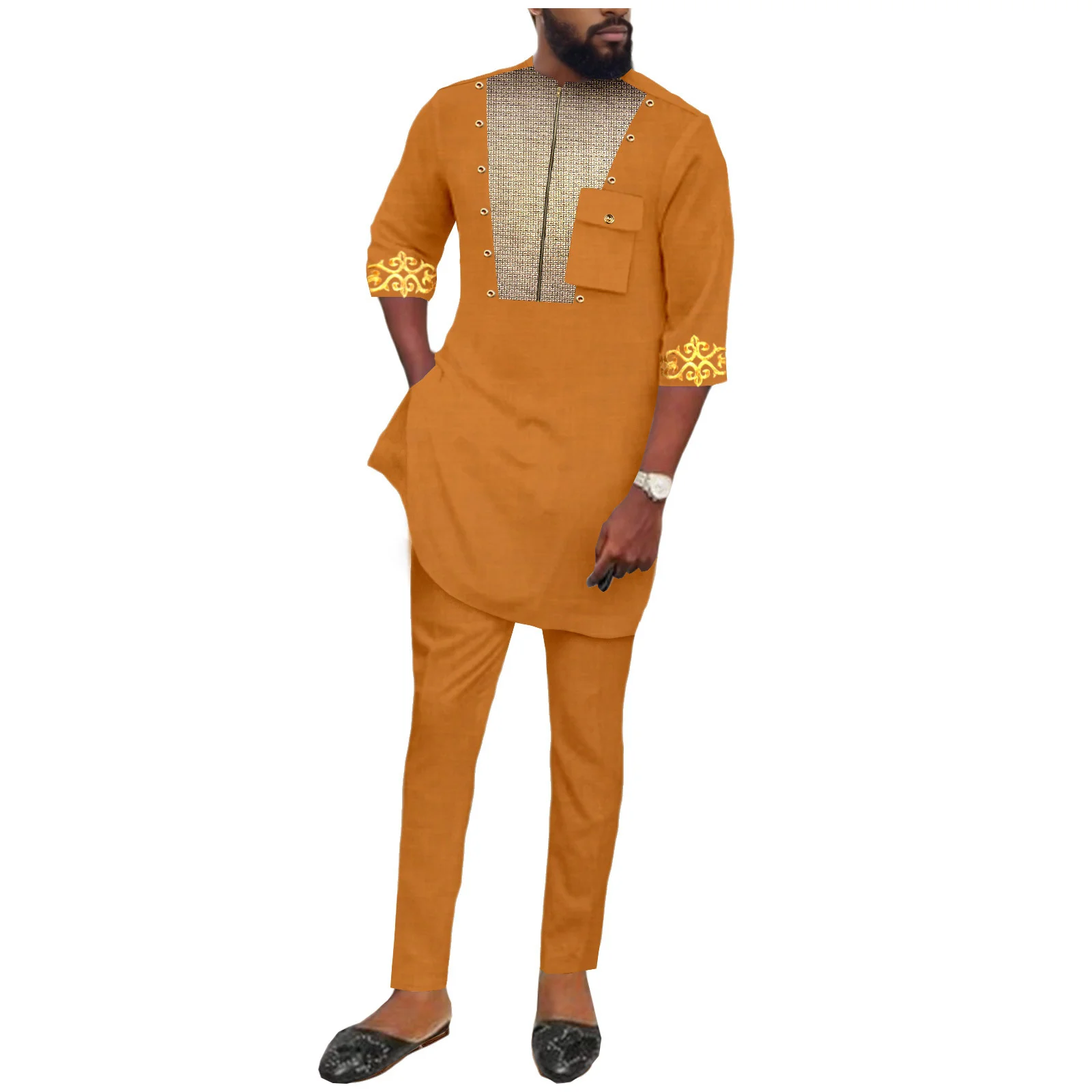 High Quality African Traditional Men's Set Elegant and Fashionable Men's Suit Casual Embroidery Two Piece Set Men's Suit Kaftan
High Quality African Traditional Men's Set Elegant and Fashionable Men's Suit Casual Embroidery Two Piece Set Men's Suit Kaftan