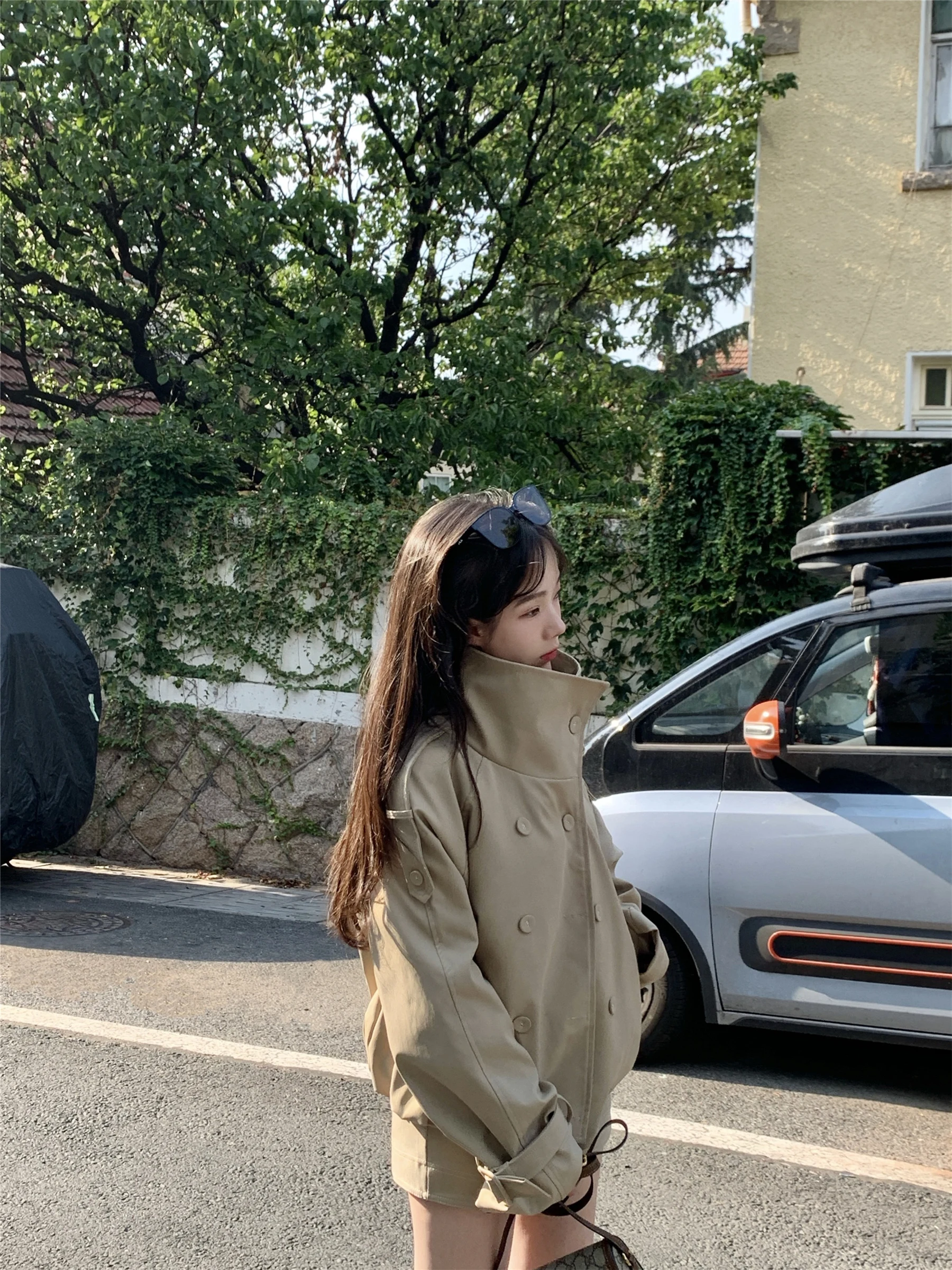 Kiki ort Stand Collar Briti Sle Women's Coat Autumn New Korean System Outerwear Casual Loose Fit Long Sve Pure Color
Kiki ort Stand Collar Briti Sle Women's Coat Autumn New Korean System Outerwear Casual Loose Fit Long Sve Pure Color