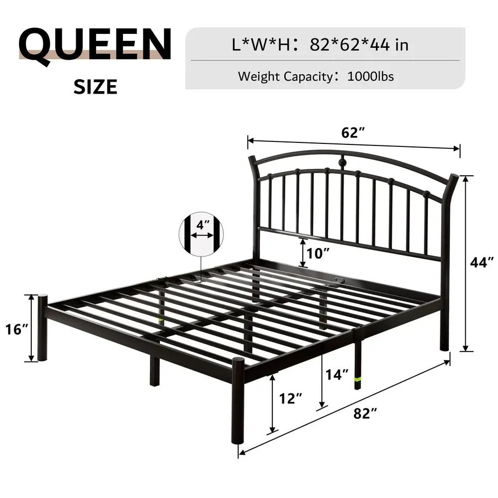 Металлическая кровать-платформа размера Queen с современным изголовьем из кованого железа, усиленная стальная рама, ламели для усиления жесткости, место для хранения под кроватью, без пружинного блока
Металлическая кровать-платформа размера Queen с современным изголовьем из кованого железа, усиленная стальная рама, ламели для усиления жесткости, место для хранения под кроватью, без пружинного блока