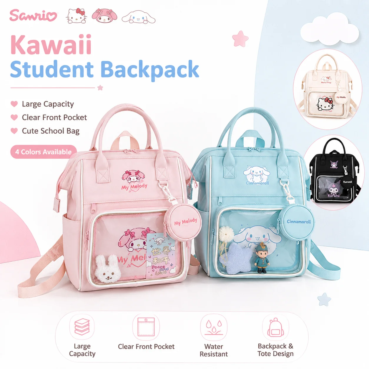 Sanrio Sweet Cute Clear Backpack Y2K Teenage Girl Daily Commute Large Capacity Bag Coin Pouch New Semester Student Birthday Gift
Sanrio Sweet Cute Clear Backpack Y2K Teenage Girl Daily Commute Large Capacity Bag Coin Pouch New Semester Student Birthday Gift
