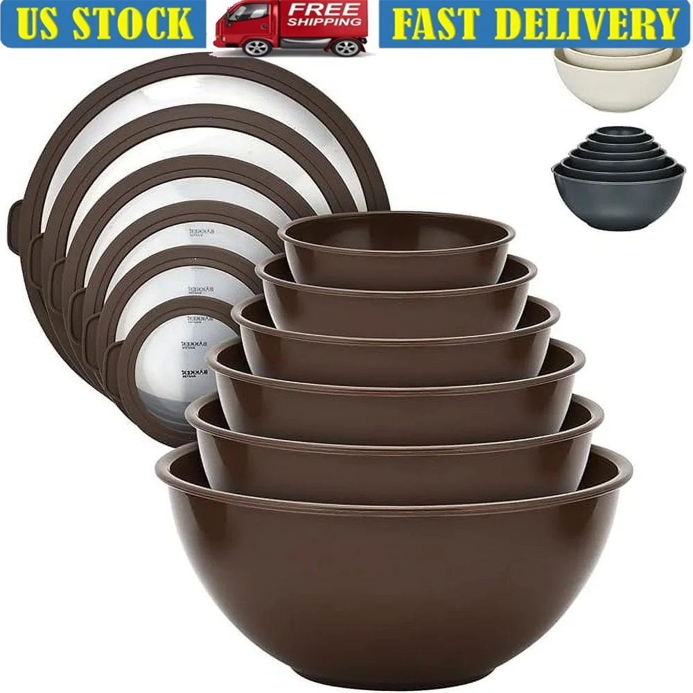 12 Piece Plastic Nesting Bowls Set with Lids Food Storage Containers Meal Prep Bowls TPR Lids Dishwasher Microwave Safe Kitchen
12 Piece Plastic Nesting Bowls Set with Lids Food Storage Containers Meal Prep Bowls TPR Lids Dishwasher Microwave Safe Kitchen