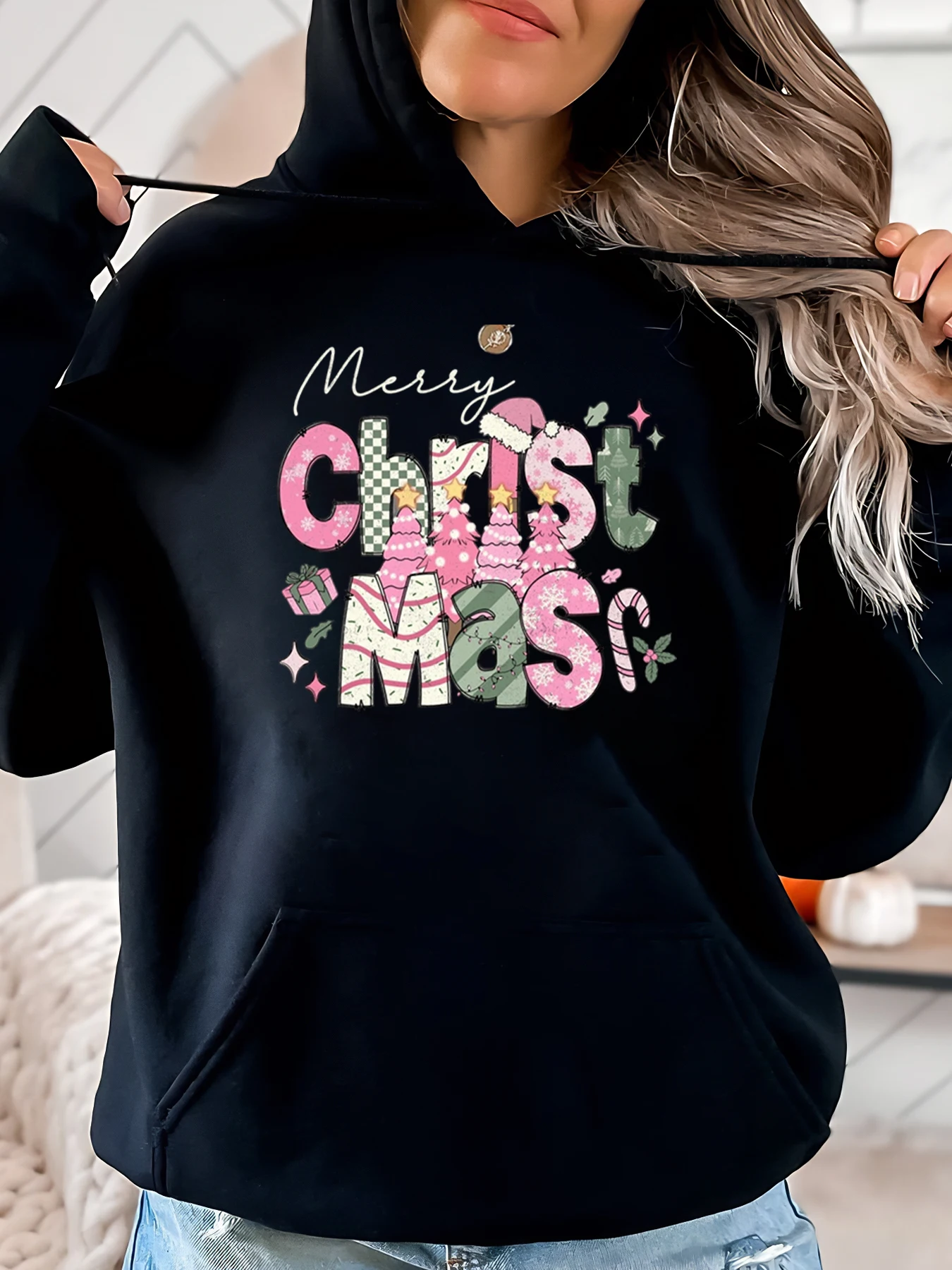 Толстовка с капюшоном с рождественским принтом, праздничная толстовка, женская повседневная одежда, наряд для вечеринки, черный, больших размеров
Толстовка с капюшоном с рождественским принтом, праздничная толстовка, женская повседневная одежда, наряд для вечеринки, черный, больших размеров