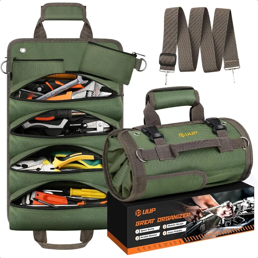 Tool Bag Roll Up Heavy Duty Portable Soft Tool Storage Organization Foldable Empty Rollup Organizer with 2 Small Pouches Rollab
Tool Bag Roll Up Heavy Duty Portable Soft Tool Storage Organization Foldable Empty Rollup Organizer with 2 Small Pouches Rollab