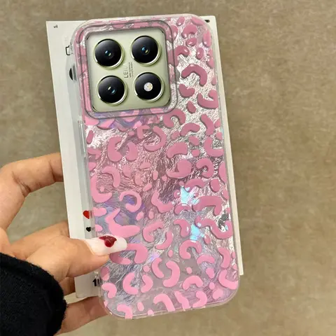 Vintage Pink Leopard Print Girls Phone Case for Xiaomi 13T 14T 11 Lite NE Poco X5 M6 Pro X6 X7 X3 Pro NFC C65 C61 M5S Back Cover