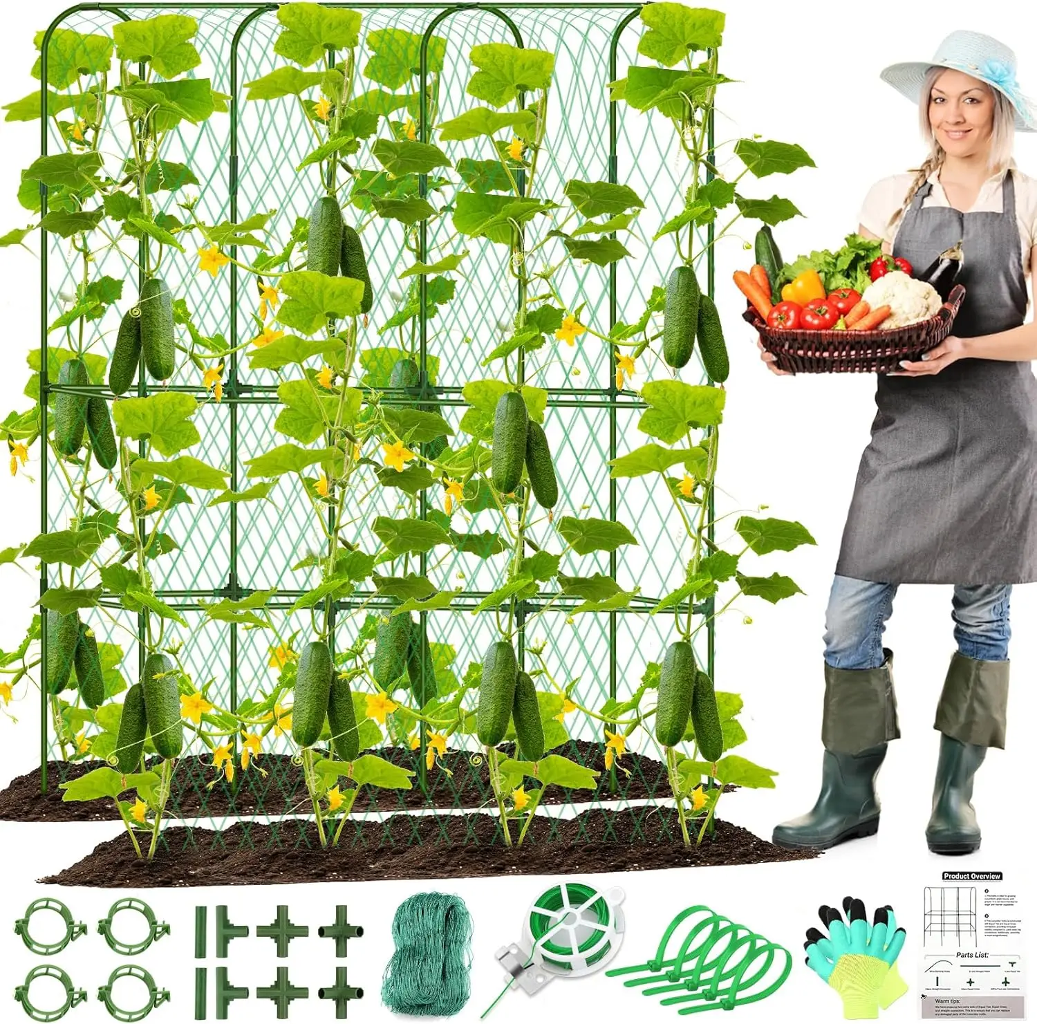 Cucumber Trellis for Raised Bed, Tall Metal Garden Trellis for Climbing Plants Outdoor
Cucumber Trellis for Raised Bed, Tall Metal Garden Trellis for Climbing Plants Outdoor