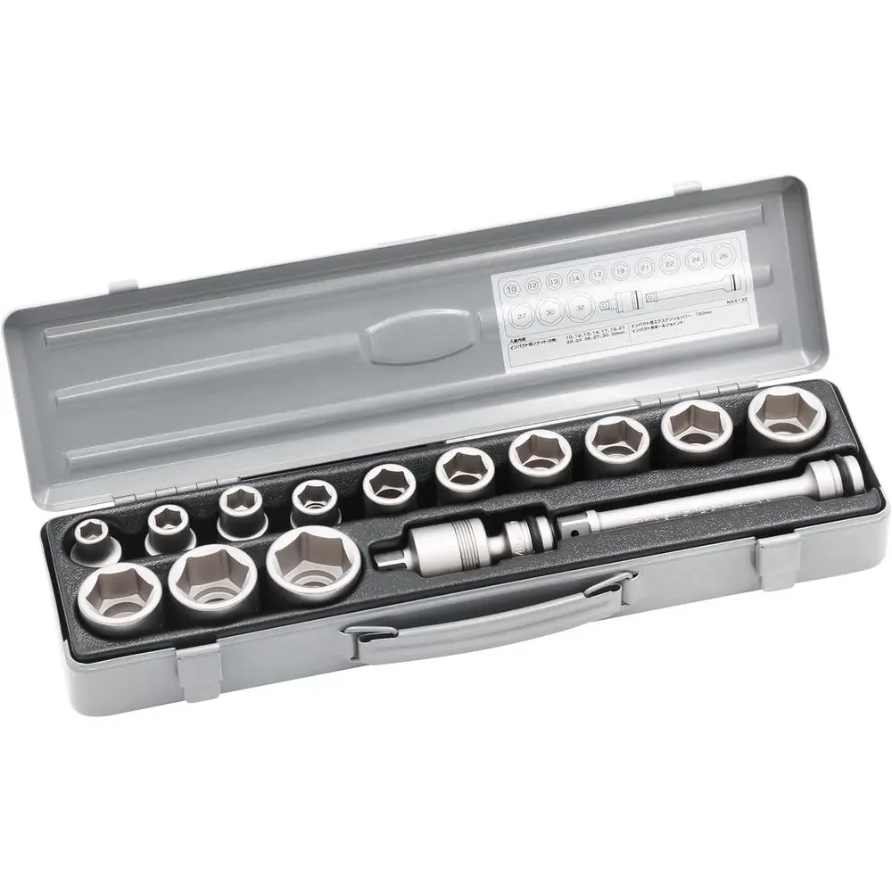 6-Point 1/2 Drive Impact Socket Set, Silver, 15-Piece
6-Point 1/2 Drive Impact Socket Set, Silver, 15-Piece