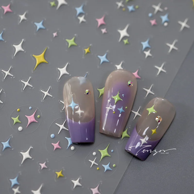 1pcs 5D Relief Kawaii Colorful Star Nail Art Stickers Multi Macaron Mangxing Nail Decorations Self Adhesive Decals Accessories
1pcs 5D Relief Kawaii Colorful Star Nail Art Stickers Multi Macaron Mangxing Nail Decorations Self Adhesive Decals Accessories