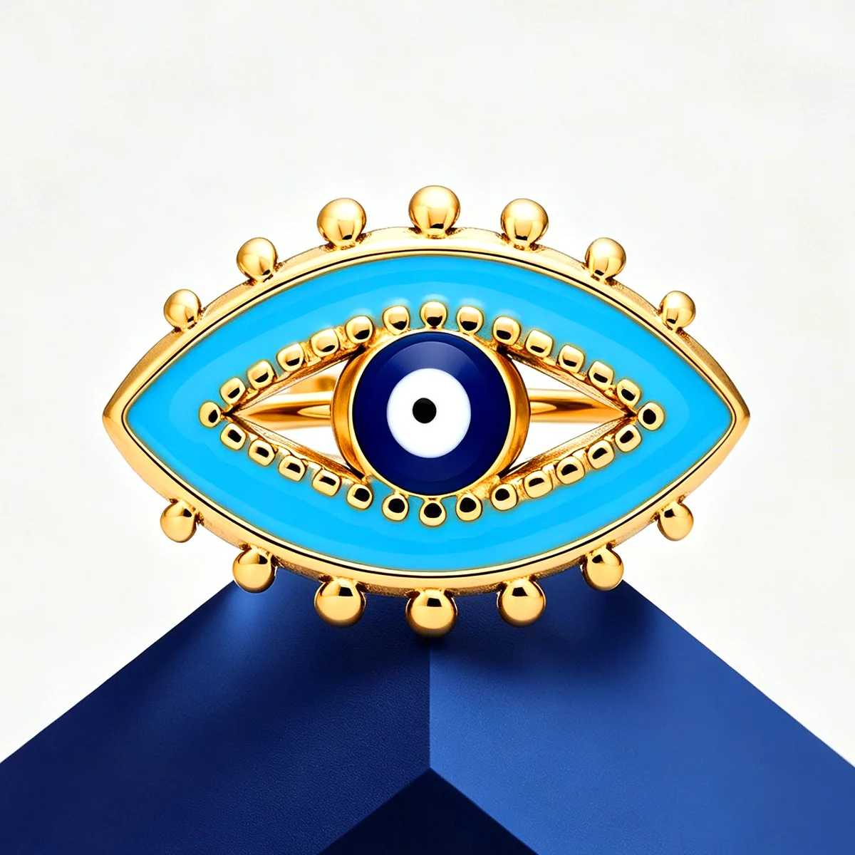 Lucky Turkish Blue Evil Eye Stainless Steel Women Open Ring Adjustable 18K Gold Plated Boho Punk Protection Amulet Jewelry Gift
Lucky Turkish Blue Evil Eye Stainless Steel Women Open Ring Adjustable 18K Gold Plated Boho Punk Protection Amulet Jewelry Gift