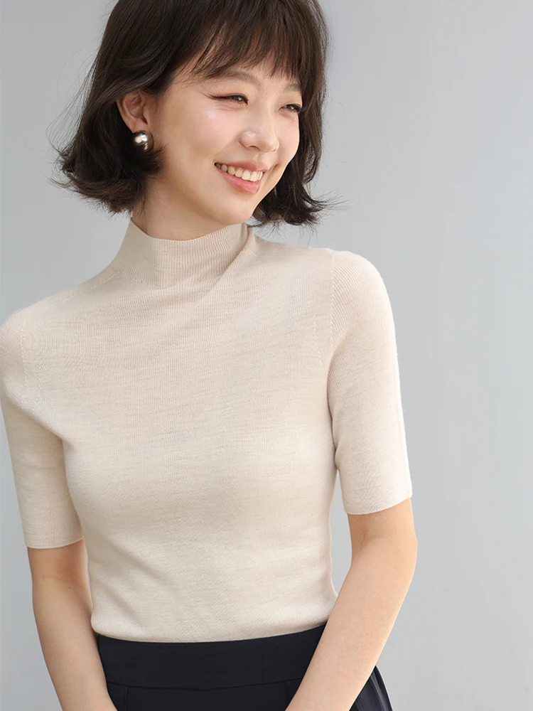 Ele Woolen Knitted Sweater Women's f High Collar Five Sve Spring New Sle Commute Sle Pure Color 60 Stitches
Ele Woolen Knitted Sweater Women's f High Collar Five Sve Spring New Sle Commute Sle Pure Color 60 Stitches