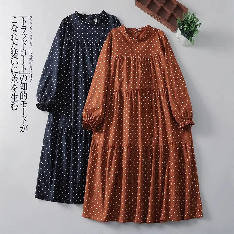Large Size Spliced Long Dress 2025 Spring Literary Loose Retro Printed Polka Dot Long Sleeve Dress For Women Casual Clothes A799
Large Size Spliced Long Dress 2025 Spring Literary Loose Retro Printed Polka Dot Long Sleeve Dress For Women Casual Clothes A799