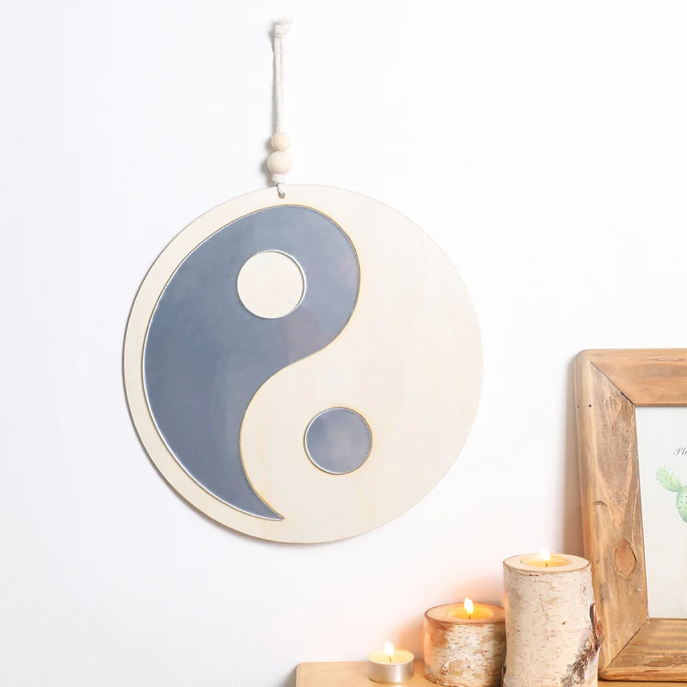 Chinese style Tai Chi Bagua acrylic mirror pendant Bohemian style wooden wall decoration mirror decoration
Chinese style Tai Chi Bagua acrylic mirror pendant Bohemian style wooden wall decoration mirror decoration