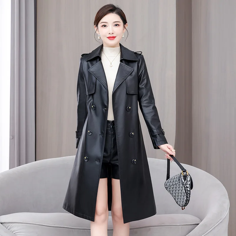 2026 New Autumn Winter Leather Jacket Women's Slim-fitting Long Lace-up Belt Double Breasted Waterproof Trench Coat
2026 New Autumn Winter Leather Jacket Women's Slim-fitting Long Lace-up Belt Double Breasted Waterproof Trench Coat