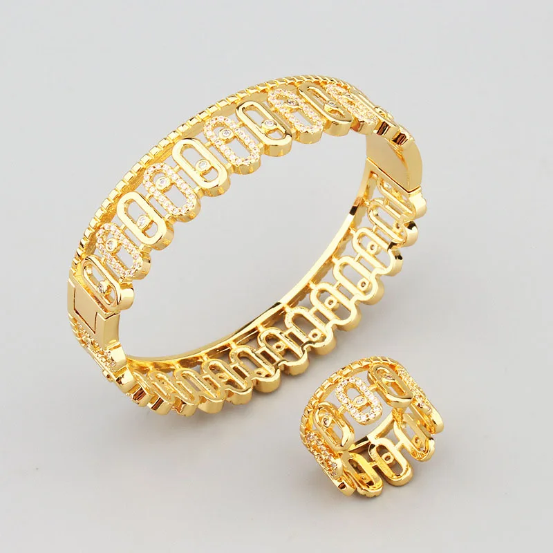 Luxury European And American Fashion Personality Bracelet Ring Set Hollow O-Shaped Titanium Steel Micro-Inlaid Zircon
Luxury European And American Fashion Personality Bracelet Ring Set Hollow O-Shaped Titanium Steel Micro-Inlaid Zircon
