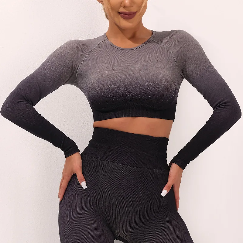 Gym long sleeve gradient two-color tight yoga long sleeve with chest pad high elastic sports travel women's sportswear women's
Gym long sleeve gradient two-color tight yoga long sleeve with chest pad high elastic sports travel women's sportswear women's