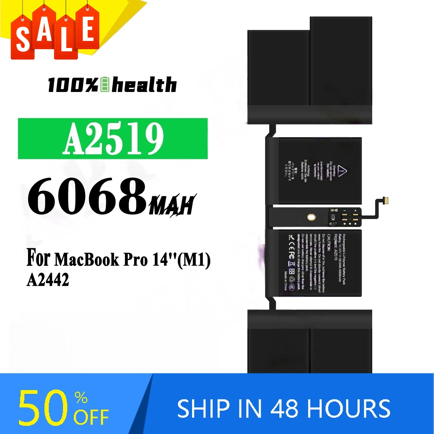 6068mAh Notebook Battery for Apple MacBook Pro 14''(M1) A2442 A2519 Lithium Rechargeable Battery
6068mAh Notebook Battery for Apple MacBook Pro 14''(M1) A2442 A2519 Lithium Rechargeable Battery