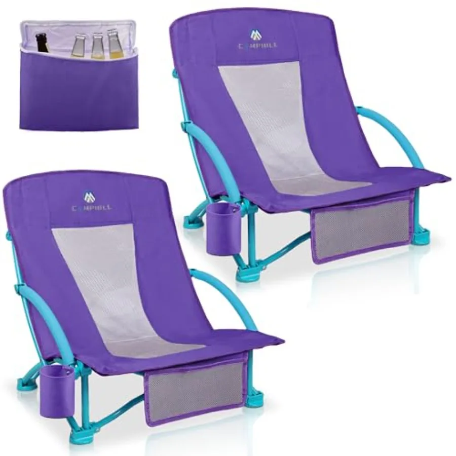 Beach Chairs for Adults 2 Pack, Heavy Duty Folding Low Back Camping Chairs w/Cooler Bag, Mesh Back, Cup Holder Storage Bag, Com
Beach Chairs for Adults 2 Pack, Heavy Duty Folding Low Back Camping Chairs w/Cooler Bag, Mesh Back, Cup Holder Storage Bag, Com