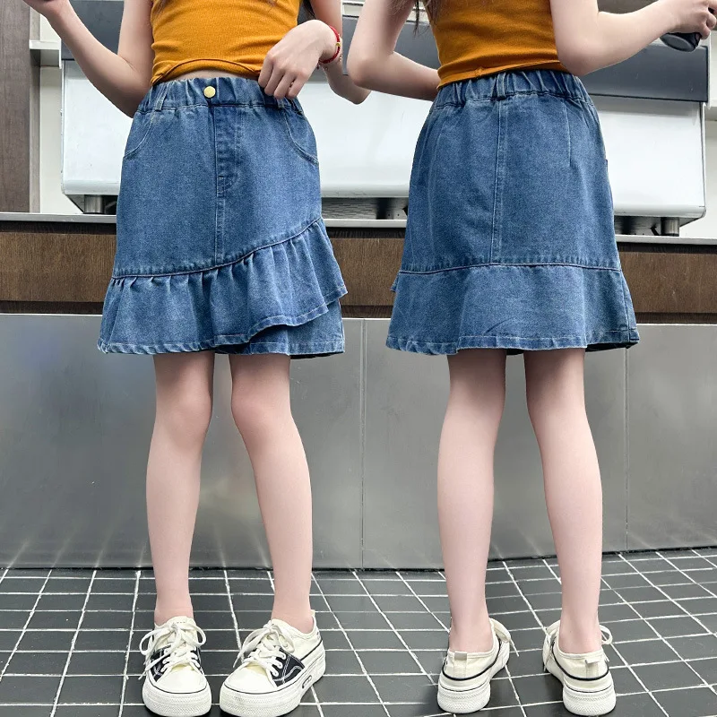 Kids Designer Asymmetrical Denim Skirt with Ruffles For Teen Girls Fashion Streetwear Teenage Child Mini Denim Scalloped Skirt 
Kids Designer Asymmetrical Denim Skirt with Ruffles For Teen Girls Fashion Streetwear Teenage Child Mini Denim Scalloped Skirt