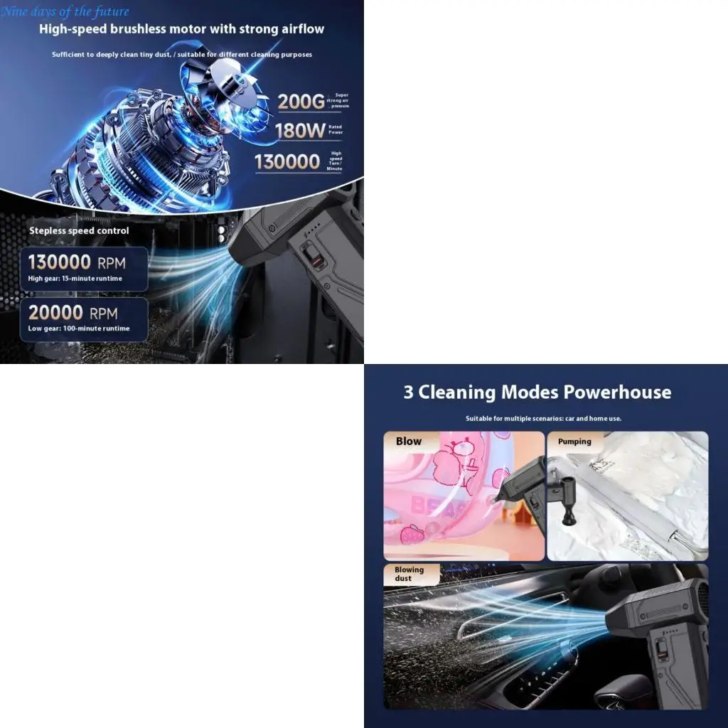 130000RPM Cordless Fan Powerful Motor Air Blower Cooling Fan Handheld Blower E65A
130000RPM Cordless Fan Powerful Motor Air Blower Cooling Fan Handheld Blower E65A