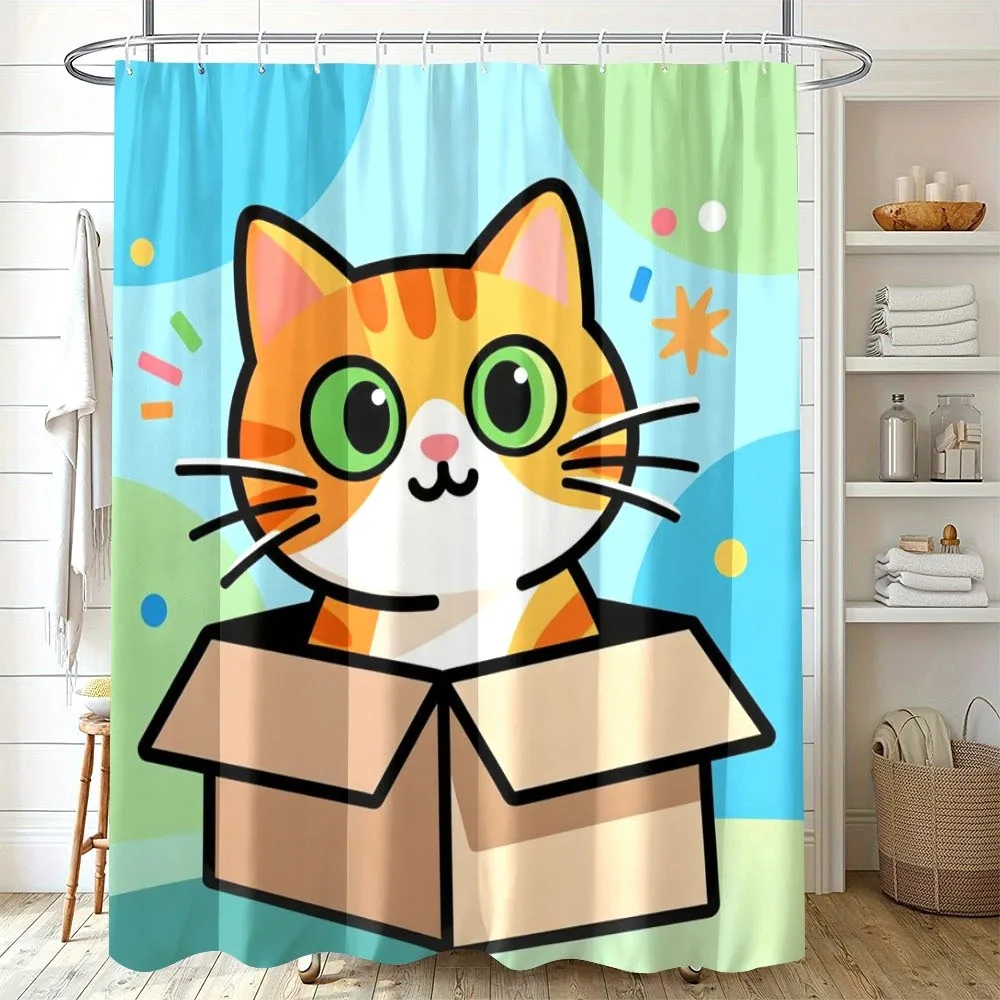 Cute Cat in Box Shower Curtain, Funny Cartoon Animal, Colorful Polka Dot Background, Waterproof Polyester Bathroom Decor
Cute Cat in Box Shower Curtain, Funny Cartoon Animal, Colorful Polka Dot Background, Waterproof Polyester Bathroom Decor