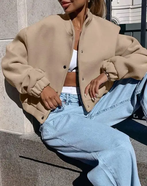 Trendy Women's Winter Jacket Flight Jacket Fashion Khaki Thick Small Stand Collar Woolen Coat Commuter Women's Female Clothing
Trendy Women's Winter Jacket Flight Jacket Fashion Khaki Thick Small Stand Collar Woolen Coat Commuter Women's Female Clothing