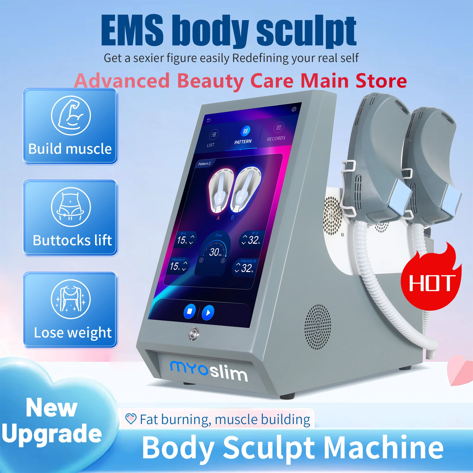 RF Lose Weight Myoslim Body Sculpt Machine Sculpting Electromagnetic Stimulate Body Slimming Fat Reduction Muscle Builds Machine
RF Lose Weight Myoslim Body Sculpt Machine Sculpting Electromagnetic Stimulate Body Slimming Fat Reduction Muscle Builds Machine