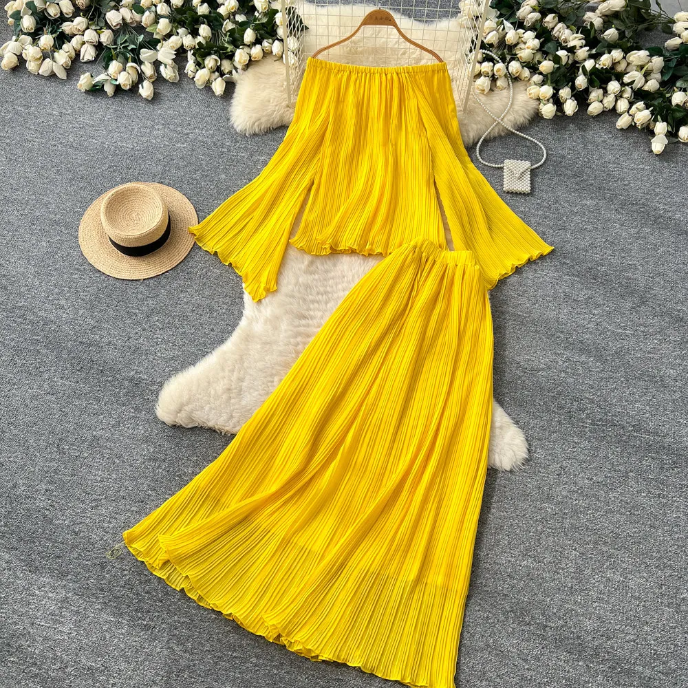 Women Two Piece Sets Skirt Set Off Shoulder Full Sleeve Tops Long Skirts A Line High Waist Y2k Streetwear Elegant Work Spring
Women Two Piece Sets Skirt Set Off Shoulder Full Sleeve Tops Long Skirts A Line High Waist Y2k Streetwear Elegant Work Spring