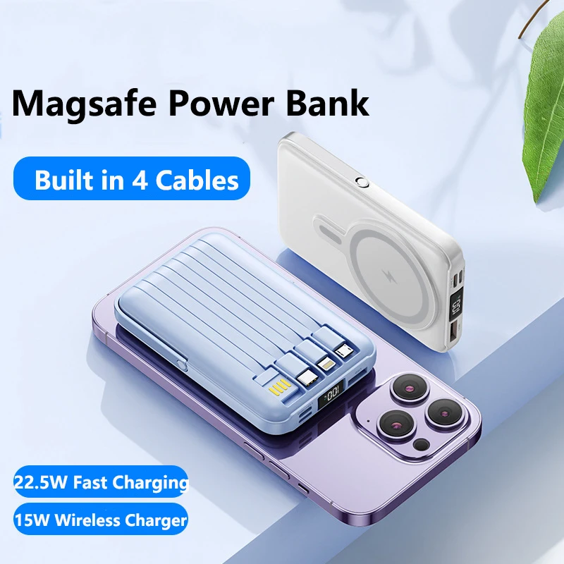 20000mAh Magnetic Wireless Power Bank Built in Cable 22.5W Fast Charging for iPhone 15 14 13 12 Samsung Huawei Xiaomi Powerbank
20000mAh Magnetic Wireless Power Bank Built in Cable 22.5W Fast Charging for iPhone 15 14 13 12 Samsung Huawei Xiaomi Powerbank