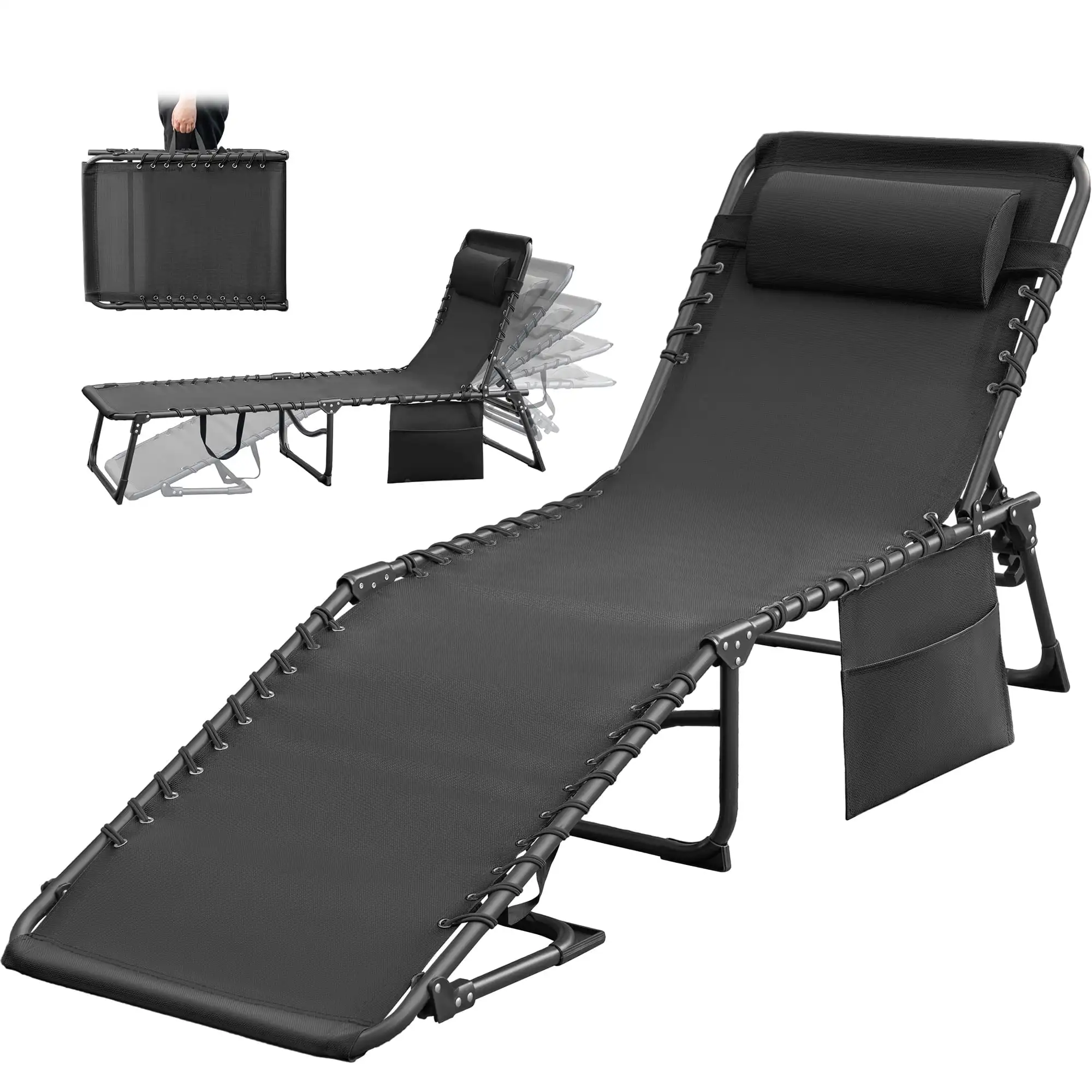 Outdoor Lounge Chair Foldable Chair Adjustable Height Patio Lounge Chair,Suitable for Beach,Lawn and Pool,Black
Outdoor Lounge Chair Foldable Chair Adjustable Height Patio Lounge Chair,Suitable for Beach,Lawn and Pool,Black