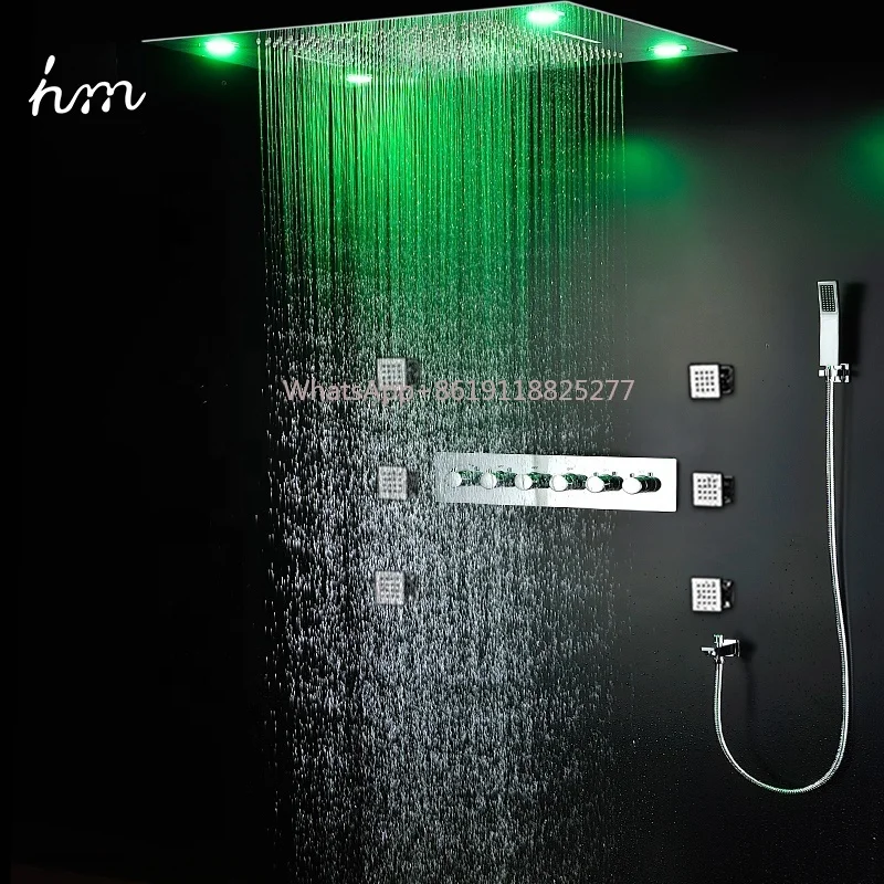 Thermostatic Shower Faucets Sets hm Bathroom Waterfall Rainfall Overhead Shower LED Smart Light
Thermostatic Shower Faucets Sets hm Bathroom Waterfall Rainfall Overhead Shower LED Smart Light
