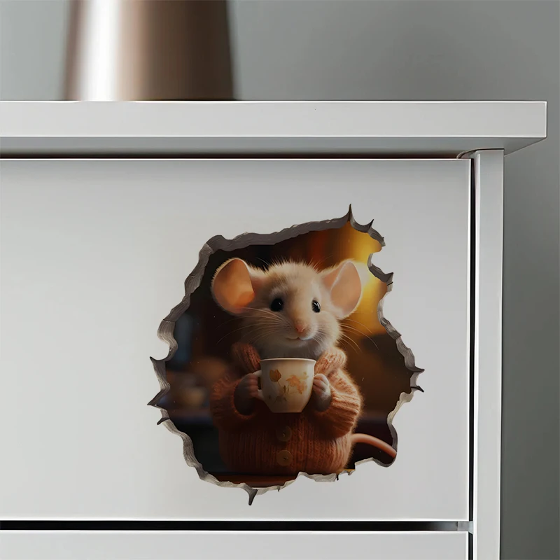 Coffee Lover Mouse in Mouse Hole Decal - Mouse Hole 3D Wall Sticker for Home Decoration, Vinyl Decals, Art Wallpaper, Poster
Coffee Lover Mouse in Mouse Hole Decal - Mouse Hole 3D Wall Sticker for Home Decoration, Vinyl Decals, Art Wallpaper, Poster