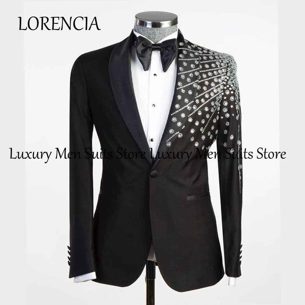 Elegant Shining Crystal Men Suit Single Breasted Wedding Party Outfits for Male Customized Shawl Collar trajes para hombre
Elegant Shining Crystal Men Suit Single Breasted Wedding Party Outfits for Male Customized Shawl Collar trajes para hombre