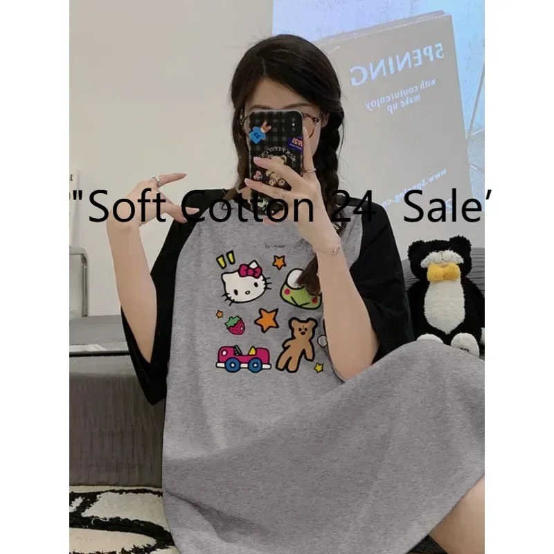 Summer cute gray Hello Kitty nightdress, Sanrio Hello Kitty dress, cartoon cotton pajamas, women's casual loungewear
Summer cute gray Hello Kitty nightdress, Sanrio Hello Kitty dress, cartoon cotton pajamas, women's casual loungewear