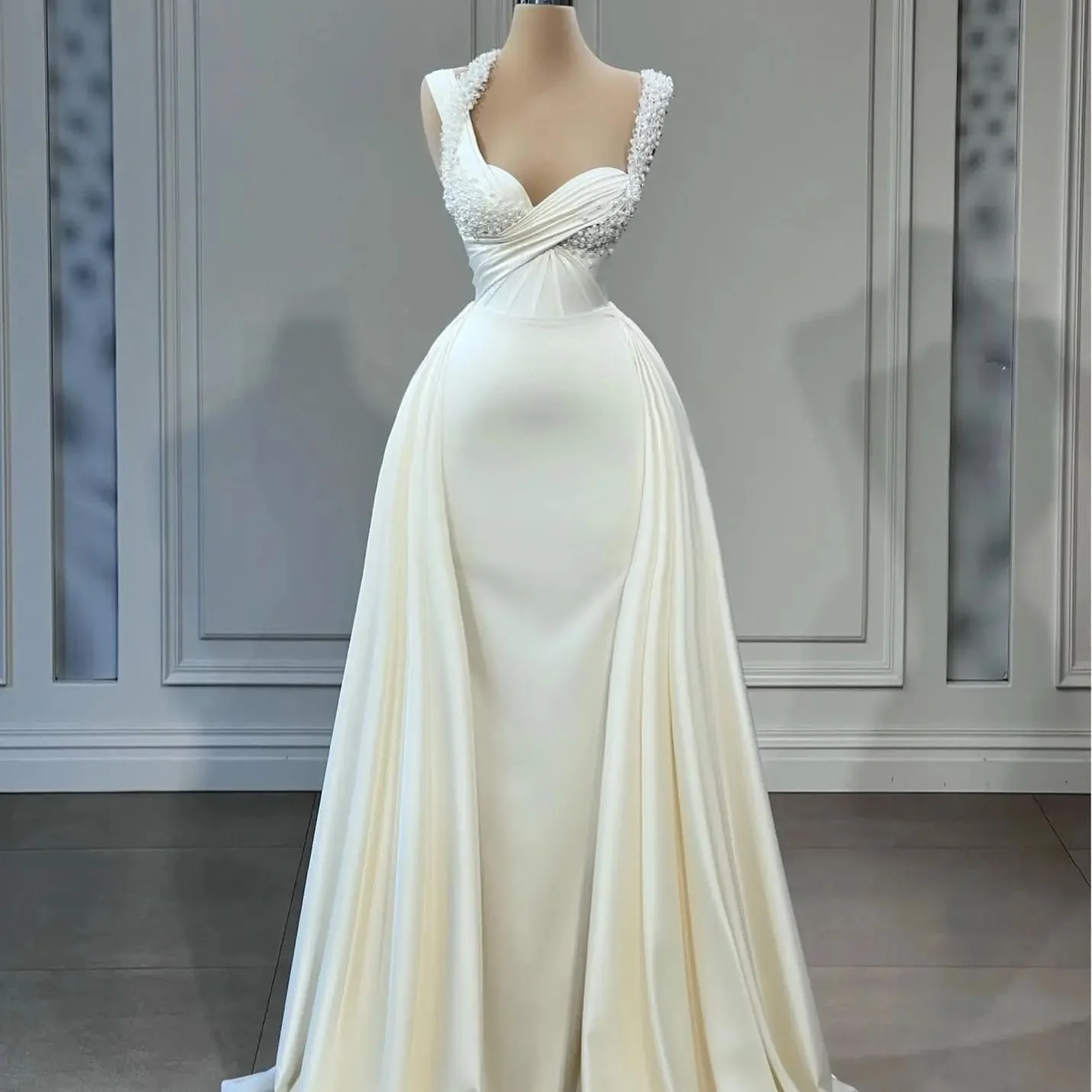 Customized Luxury Jersey Straight Cap Sleeve Pearls Evening Dresses Strapless Sleeveless Panel Train White Homecoming
Customized Luxury Jersey Straight Cap Sleeve Pearls Evening Dresses Strapless Sleeveless Panel Train White Homecoming