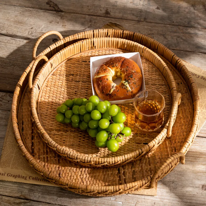 Bohemian B&B Ornamental Tray Household Rattan Crafted Utensil Dish Dual-Handle Fruit Bread Storage Board
Bohemian B&B Ornamental Tray Household Rattan Crafted Utensil Dish Dual-Handle Fruit Bread Storage Board