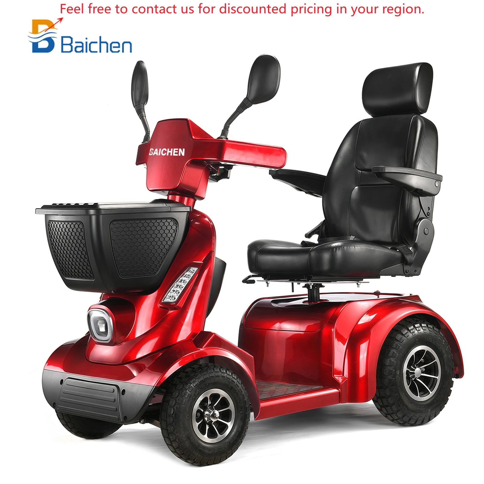 Baichen 800W High Power Personal Outdoor Off Road Travel Heavy Duty High Backrest Electric 4 Wheel Mobility Scooters For Adults
Baichen 800W High Power Personal Outdoor Off Road Travel Heavy Duty High Backrest Electric 4 Wheel Mobility Scooters For Adults