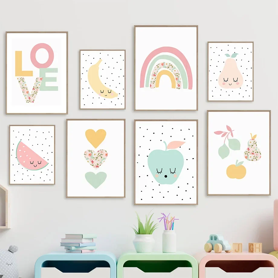 Fruit Apple Pear Banana Rainbow Love Quotes Wall Art Canvas Painting Nordic Posters Prints Nursery Wall Pictures Kids Room Decor
Fruit Apple Pear Banana Rainbow Love Quotes Wall Art Canvas Painting Nordic Posters Prints Nursery Wall Pictures Kids Room Decor