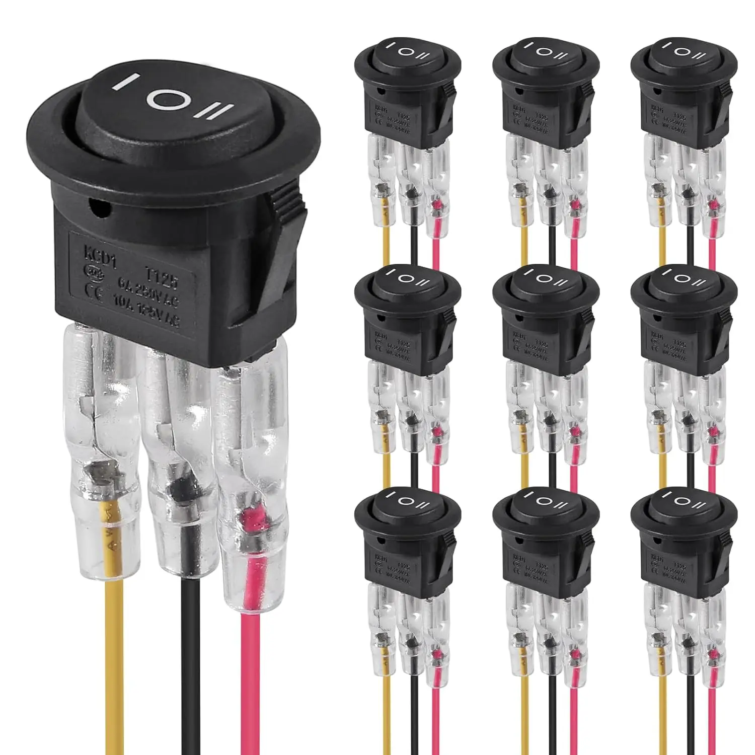 10PCS 3 Way Round Rocker Switch 12V, Waterproof 3 Pin 3 Position ON/Off/ON 6A/250V AC 10A/125V DC SPDT Toggle Switch with Wires
10PCS 3 Way Round Rocker Switch 12V, Waterproof 3 Pin 3 Position ON/Off/ON 6A/250V AC 10A/125V DC SPDT Toggle Switch with Wires